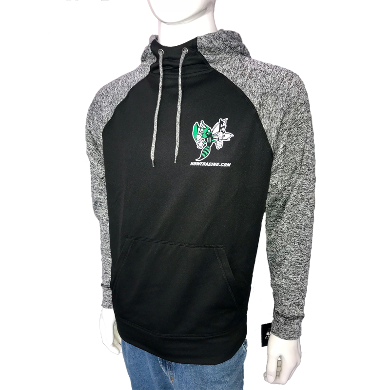 SWEATSHIRT - HOODED, BLACK / CHARCOAL